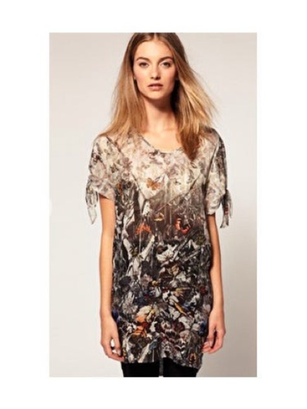 Paul Smith Gray Floral & Butterfly Tunic with Multicolor Accents